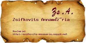 Zsifkovits Annamária névjegykártya