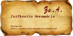 Zsifkovits Annamária névjegykártya